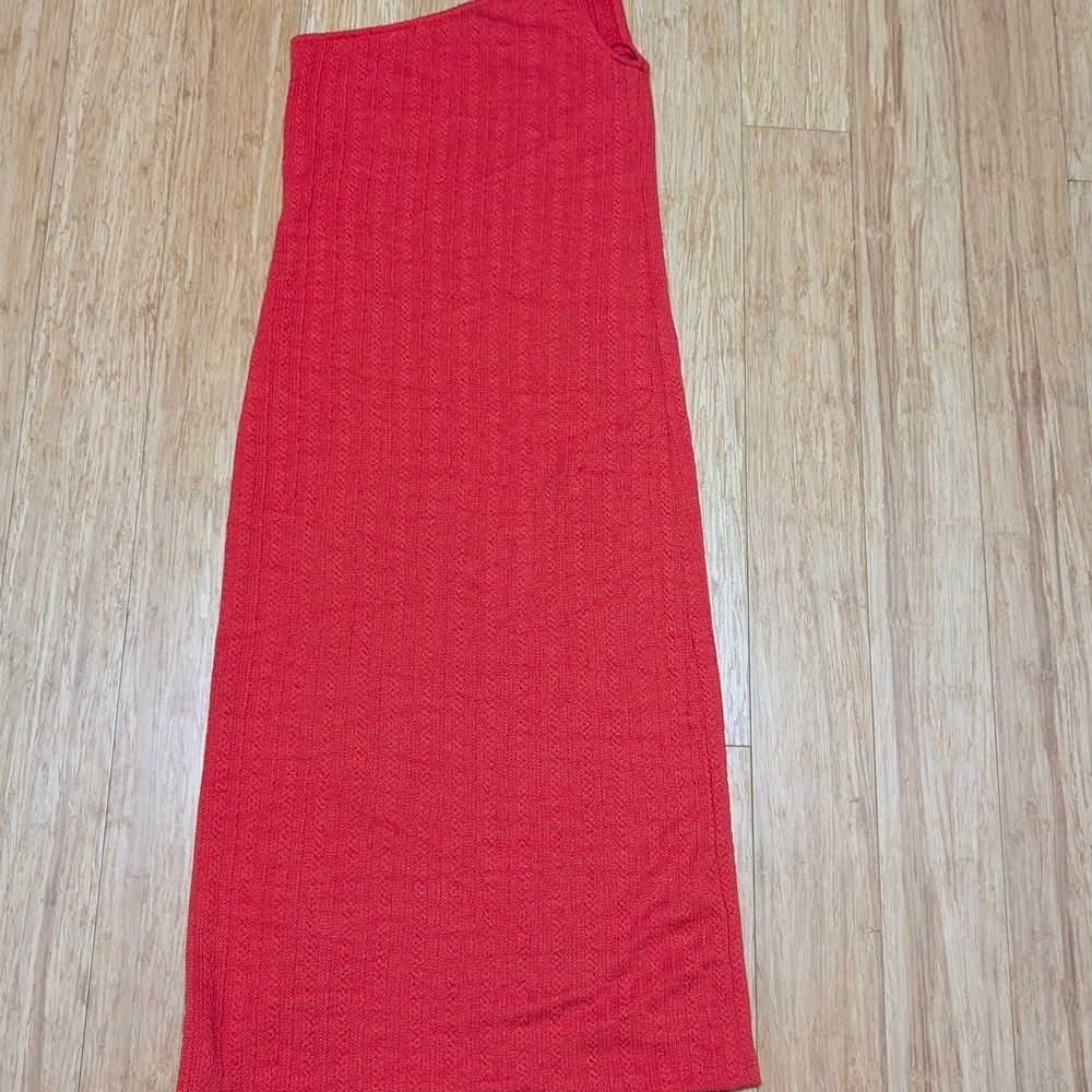 NWT Zara Red Knit One Shoulder Dress Size M - Picture 3 of 8